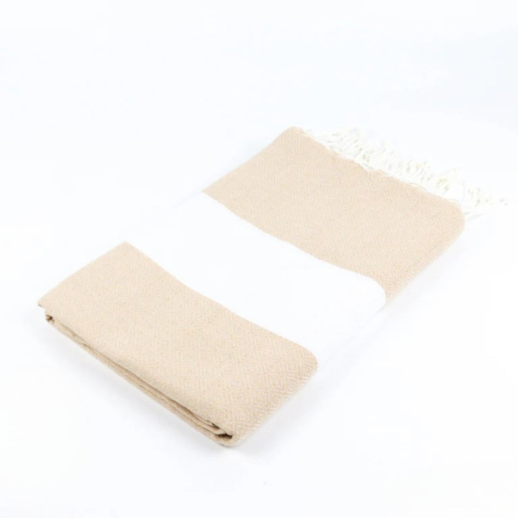 Fouta coton modèle diamant en beige