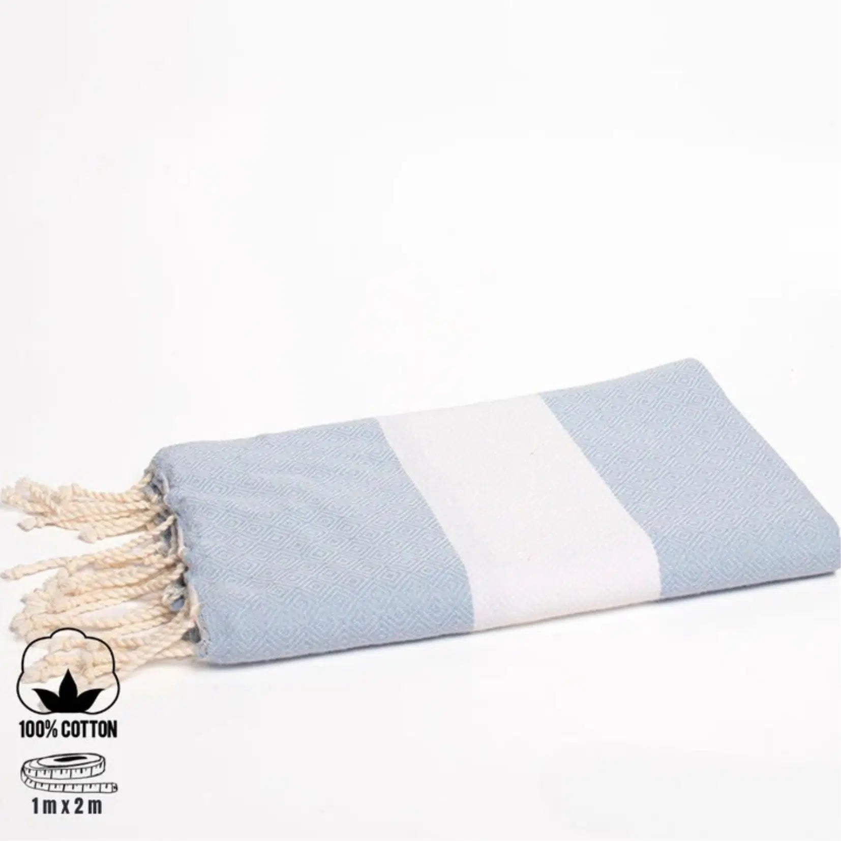 Fouta coton Diamant bleu pastel