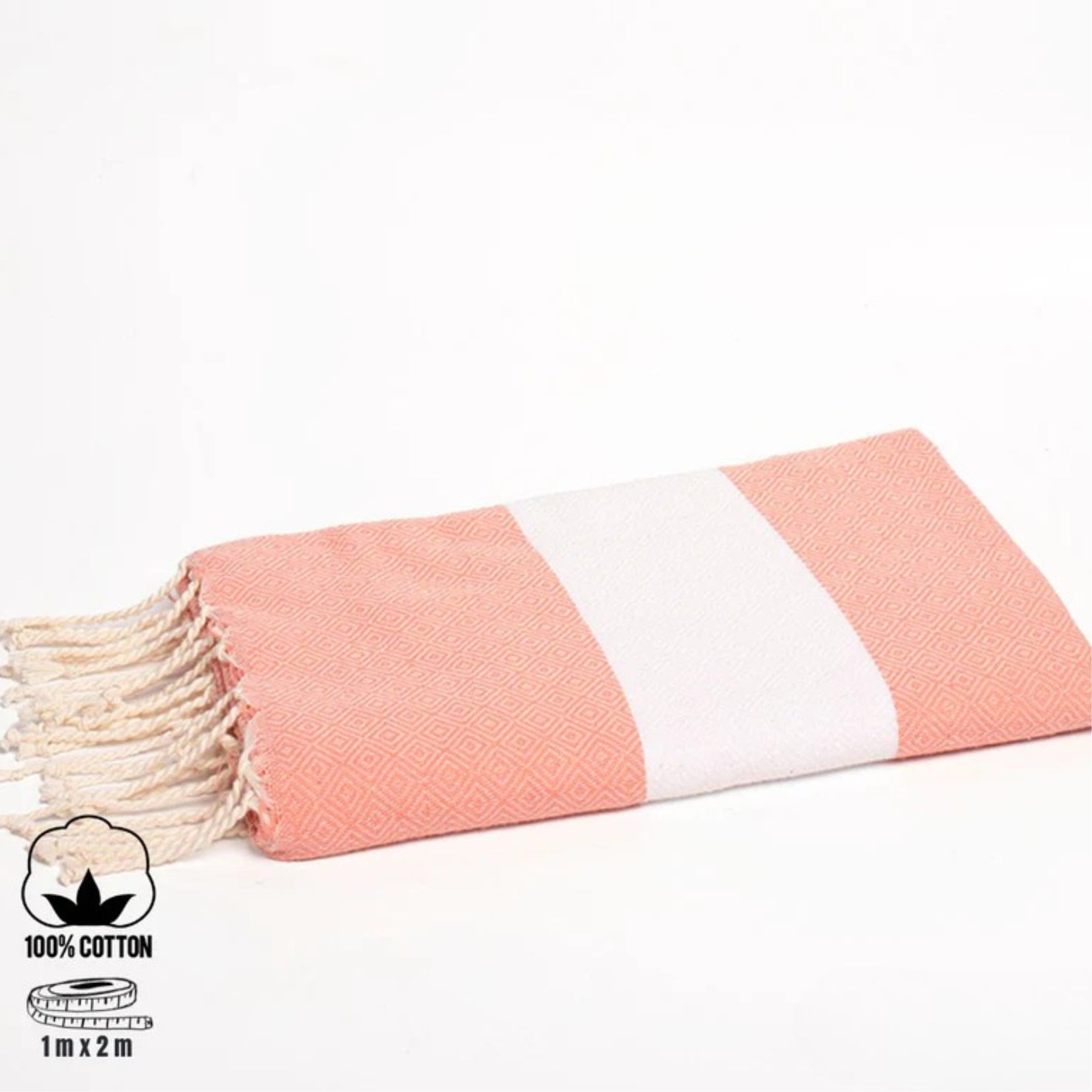 Fouta coton Diamant corail