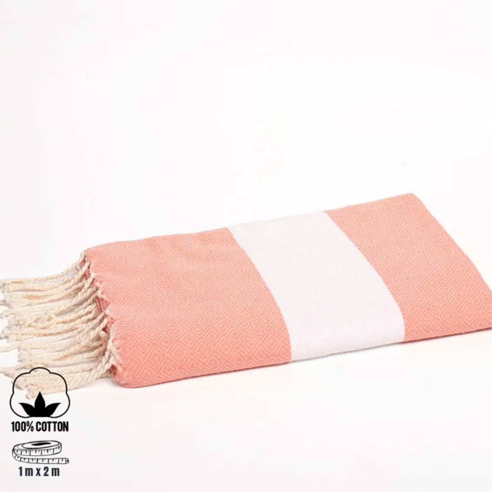 Fouta coton Diamant corail