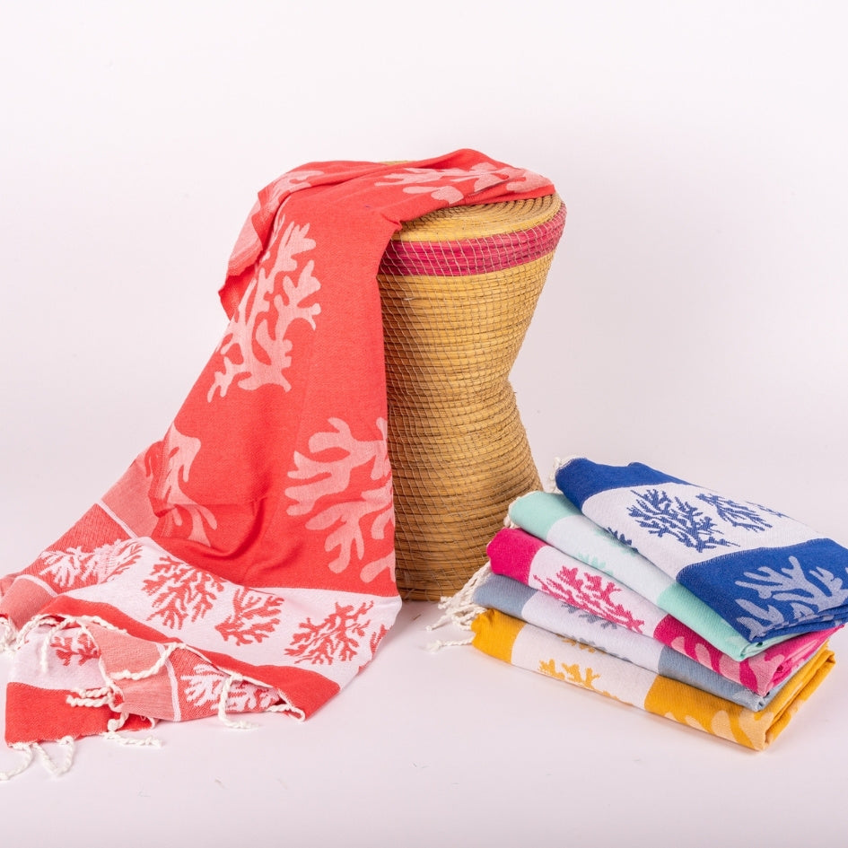 Fouta Tunisienne Jacquard Modèle Corail