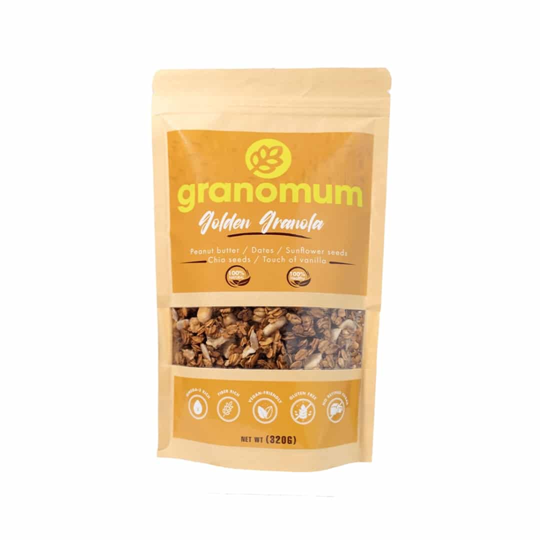 Granola golden 100% naturel (Végan, sans gluten, sans sucre raffiné)