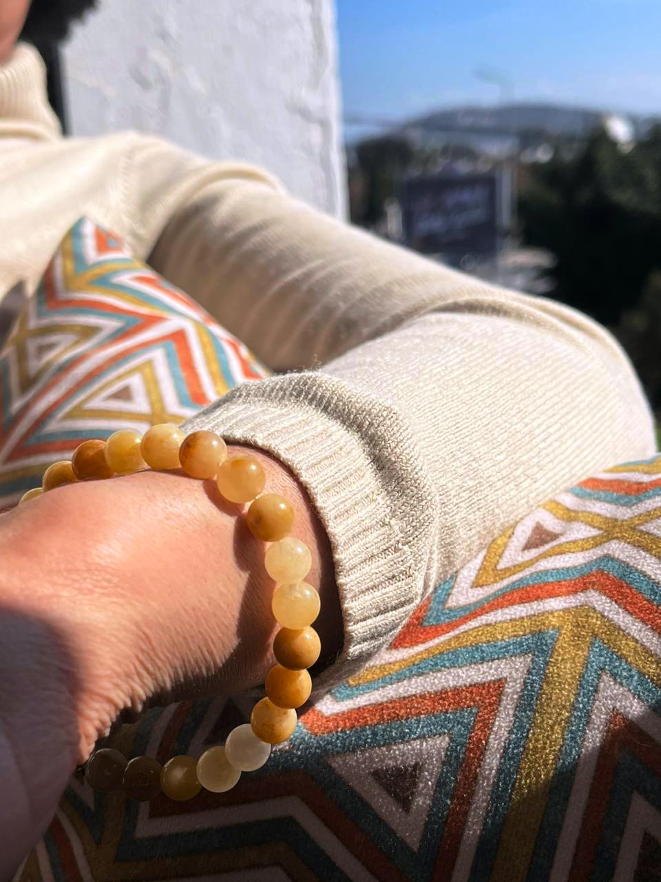 Bracelet PURETE & PAIX en pierre jadéite jaune