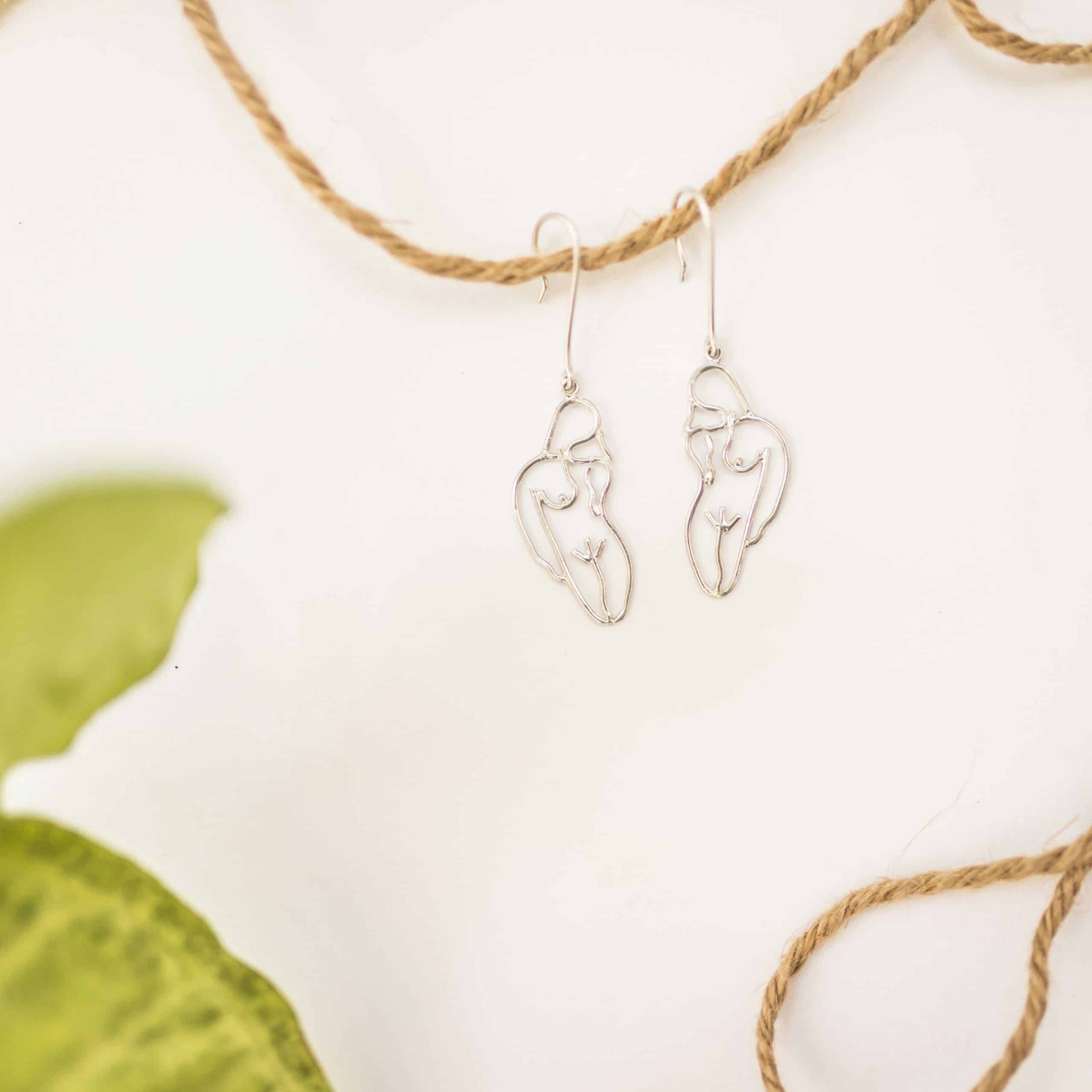 Boucles d'oreilles HER fait main en argent 925