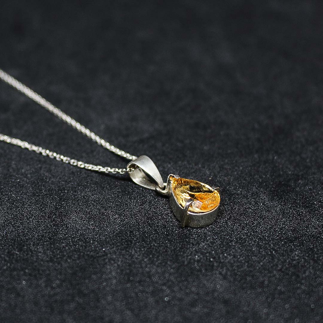 Collier en argent 925 et Citrine naturelle 3,4 carats