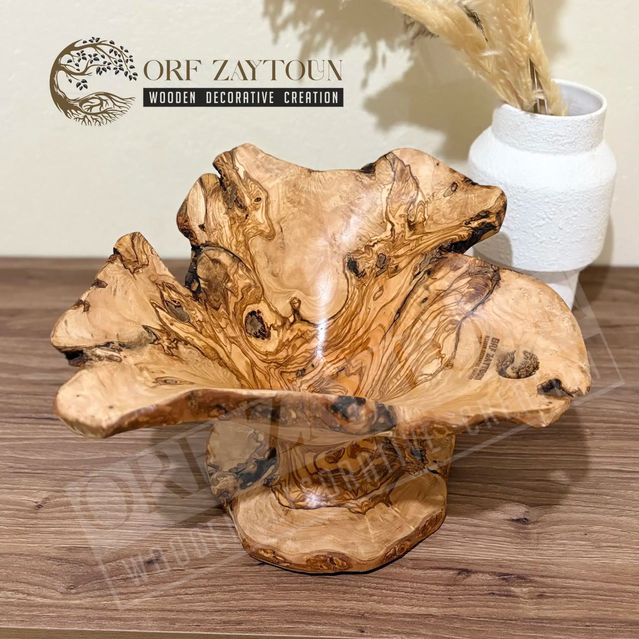 corbeille à fruits élégante en bois d'olivier qualité premium