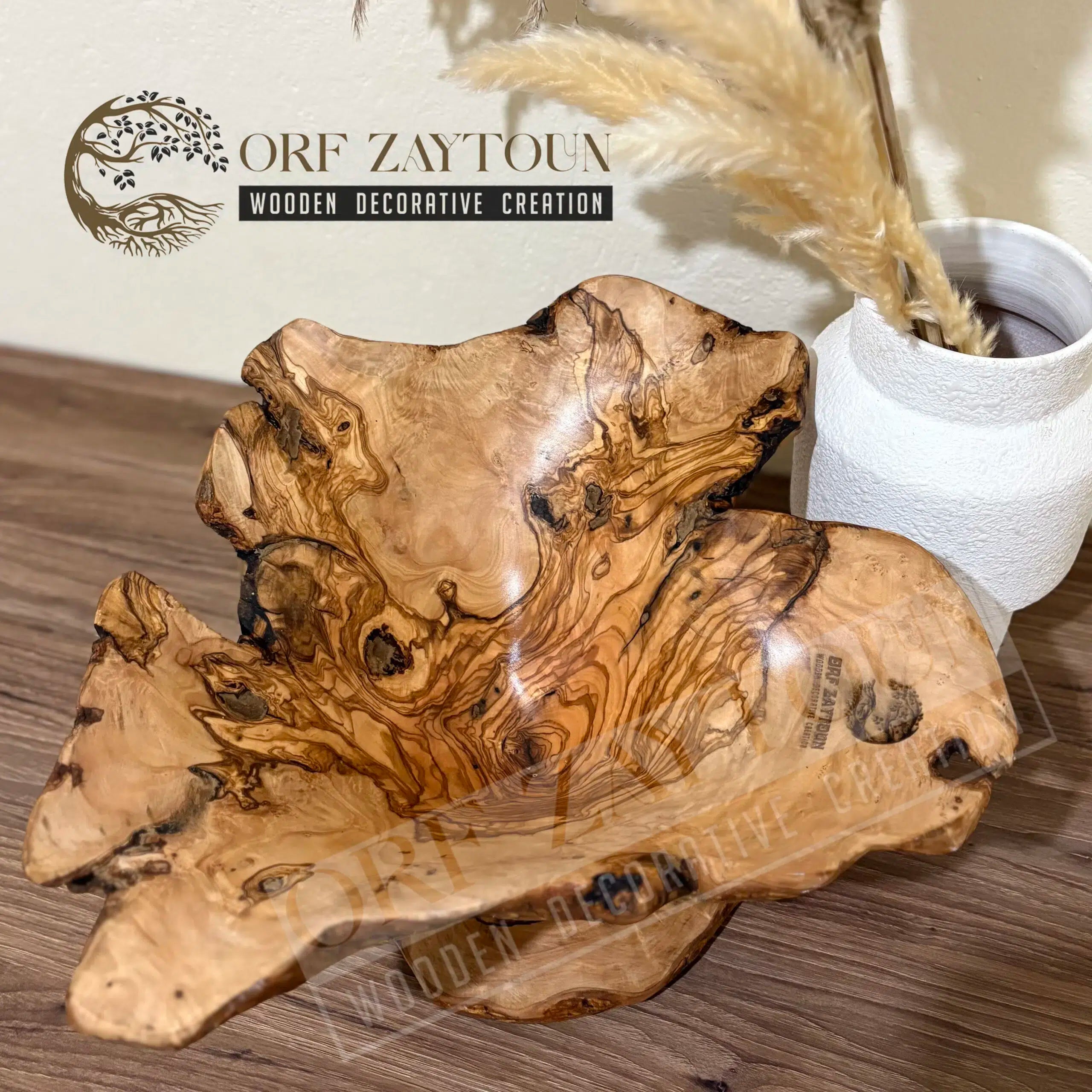 corbeille à fruits élégante en bois d'olivier qualité premium