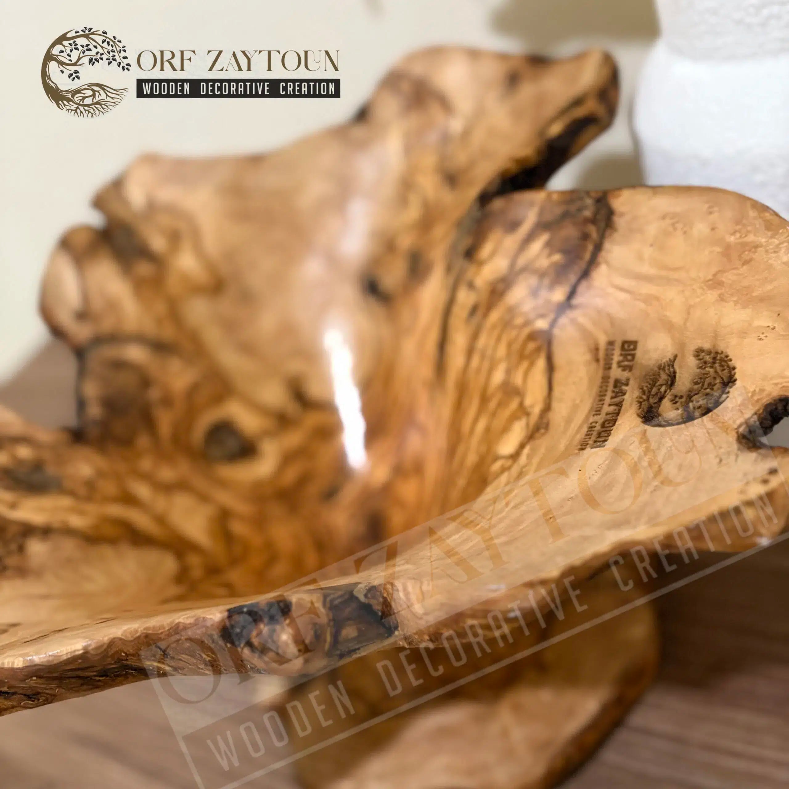 corbeille à fruits élégante en bois d'olivier qualité premium