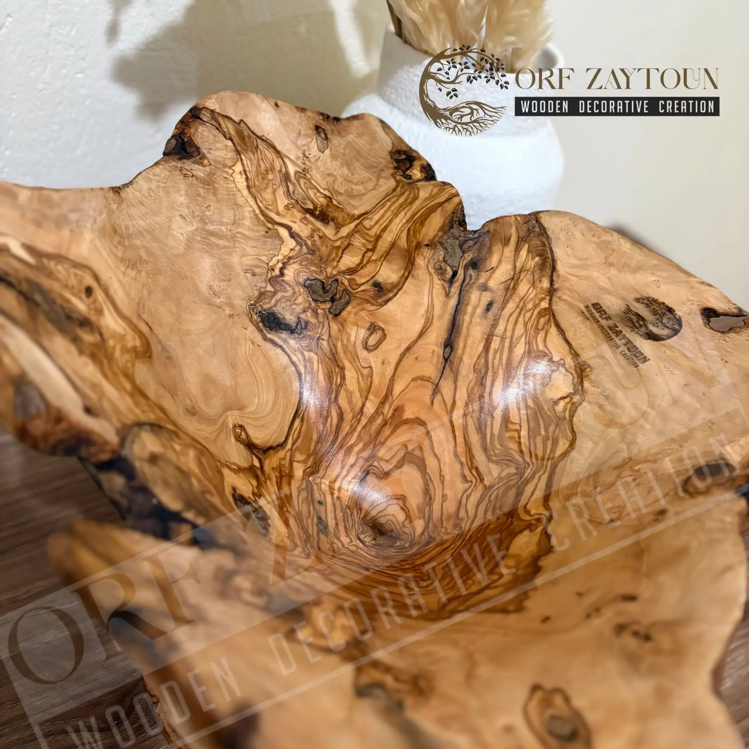 corbeille à fruits élégante en bois d'olivier qualité premium