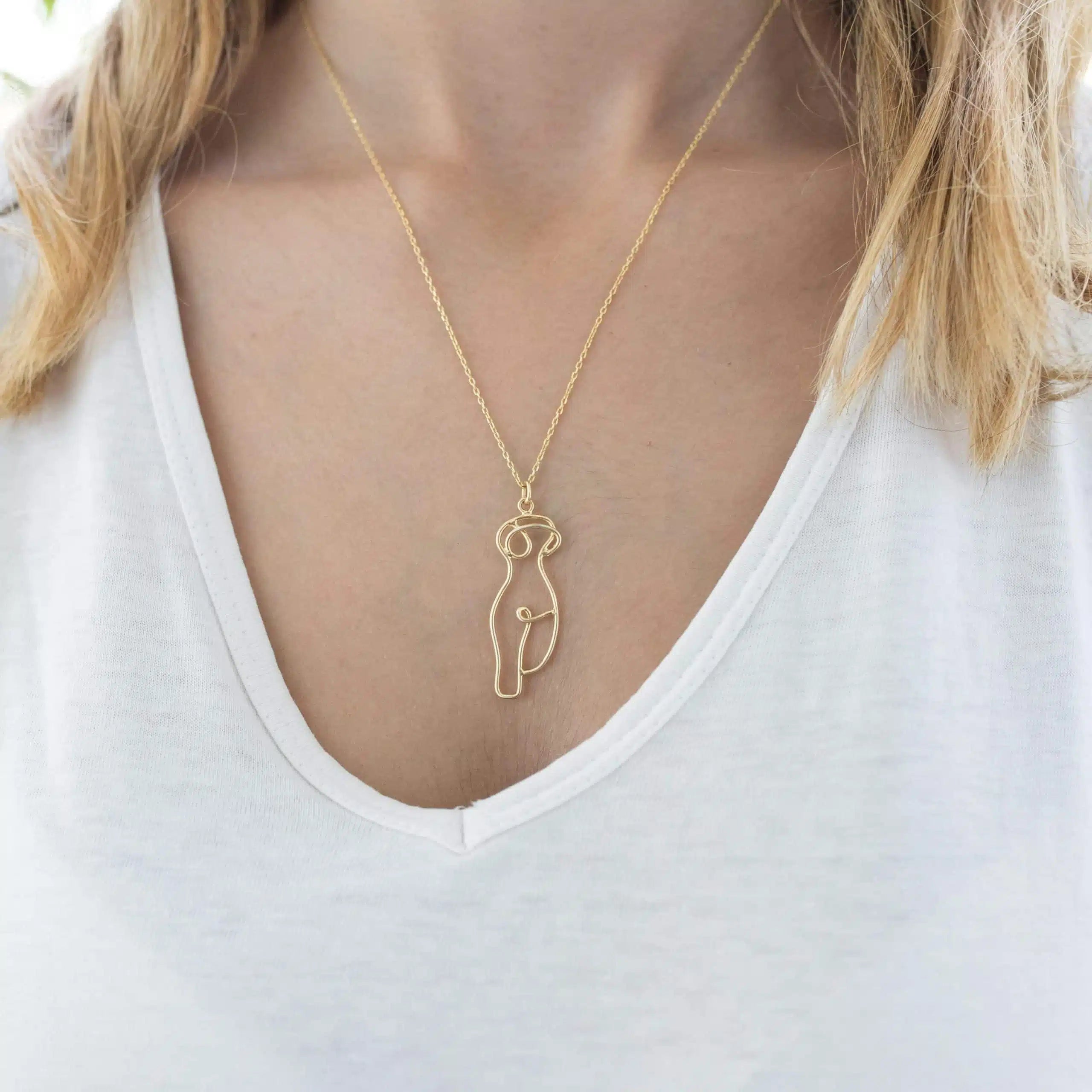 Collier corps féminin fait main en argent 925