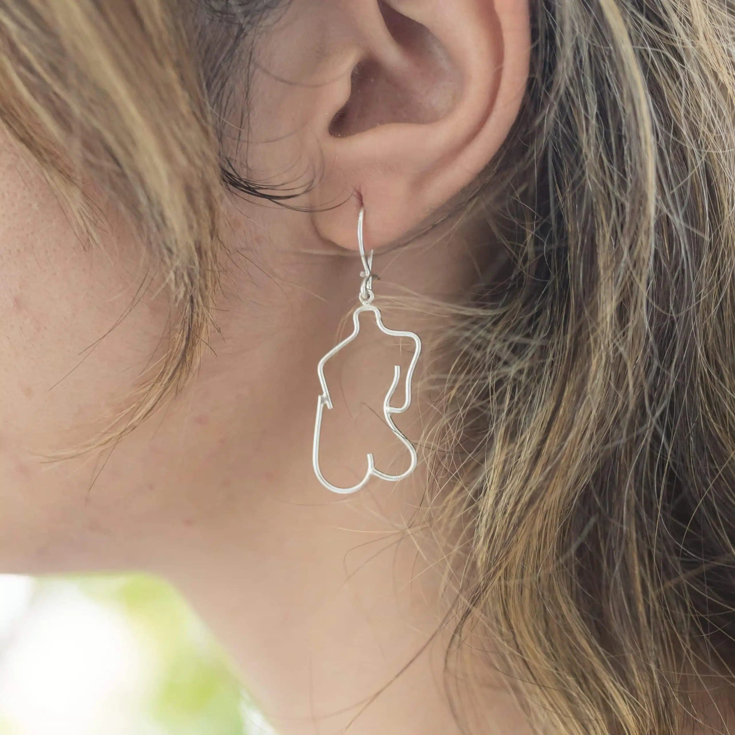 Boucles corps féminin fait main en argent 925