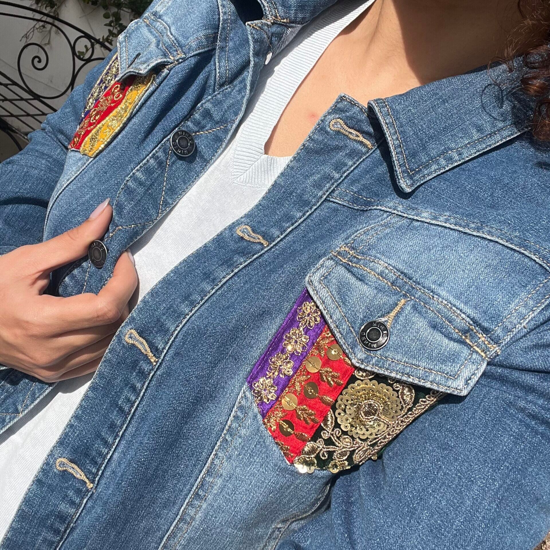 Veste en jean upcyclée Zemni pièce unique & écoresponsable