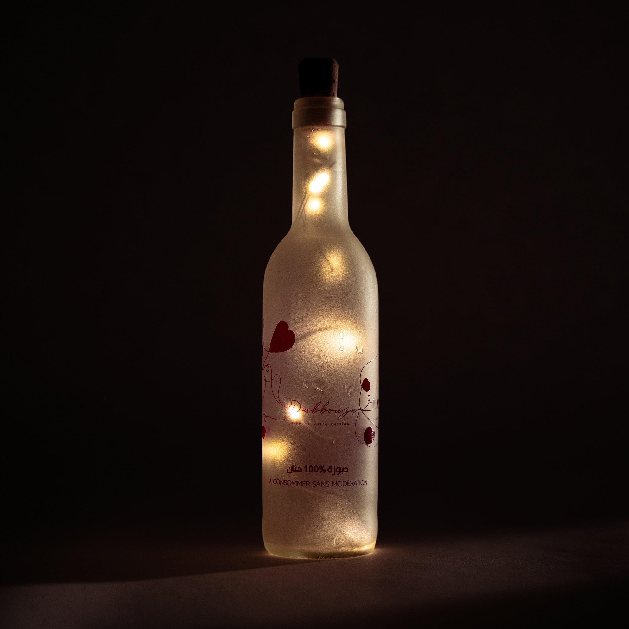 La Promesse, bouteille en verre recyclé avec une lettre d'amour personnalisée