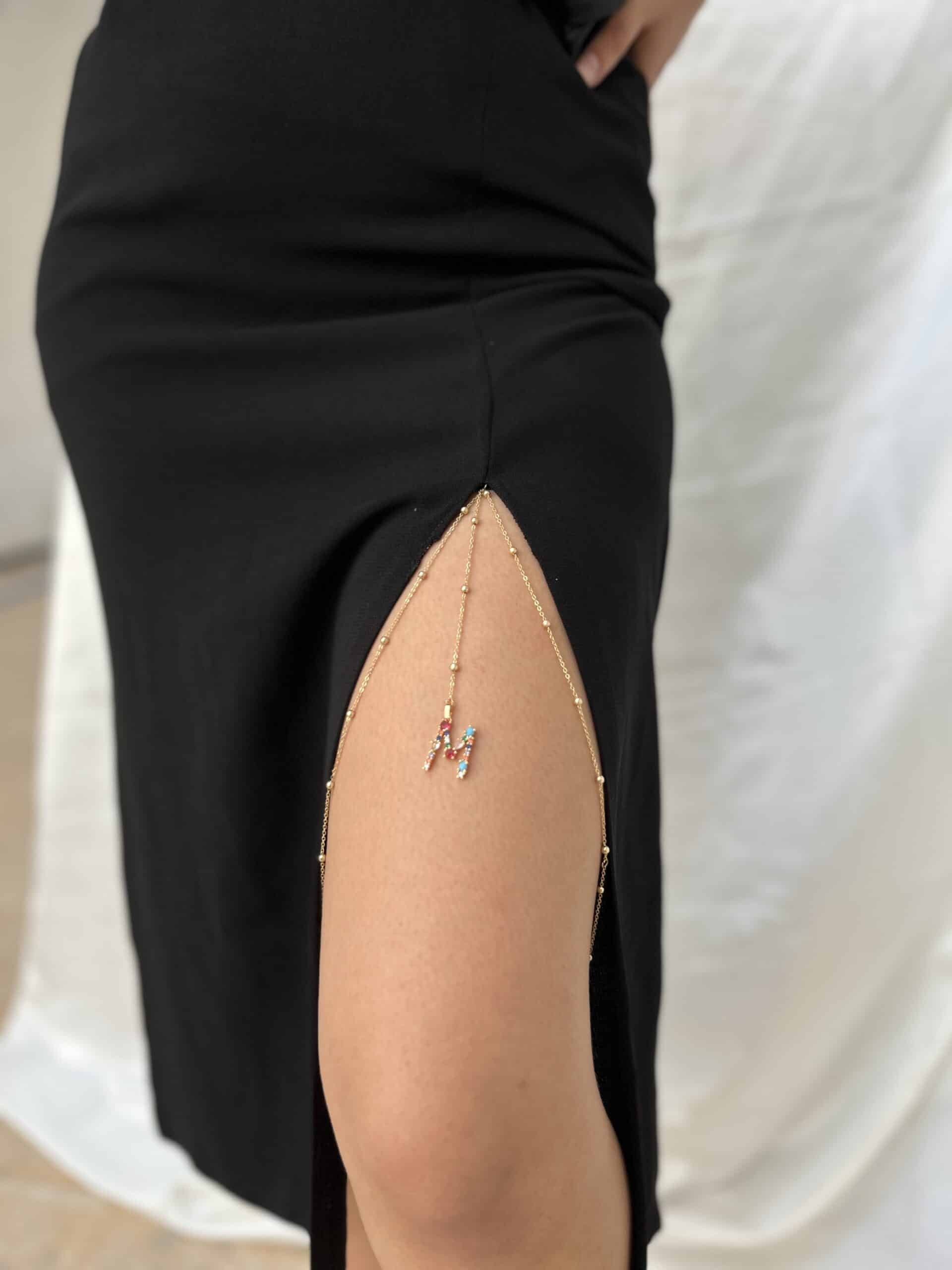 Chaîne de jambe en acier inoxydable avec initial - Thigh Chain Initial