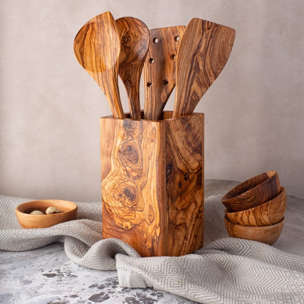 Ensemble de 5 cuilléres En Bois D'Olivier