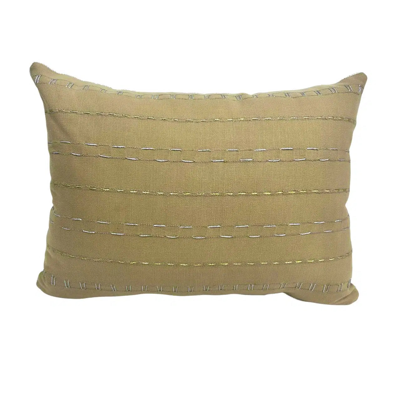 Coussin Rectangulaire Brodé Main – Fils Dorés &amp; Argentés – 30×50 cm