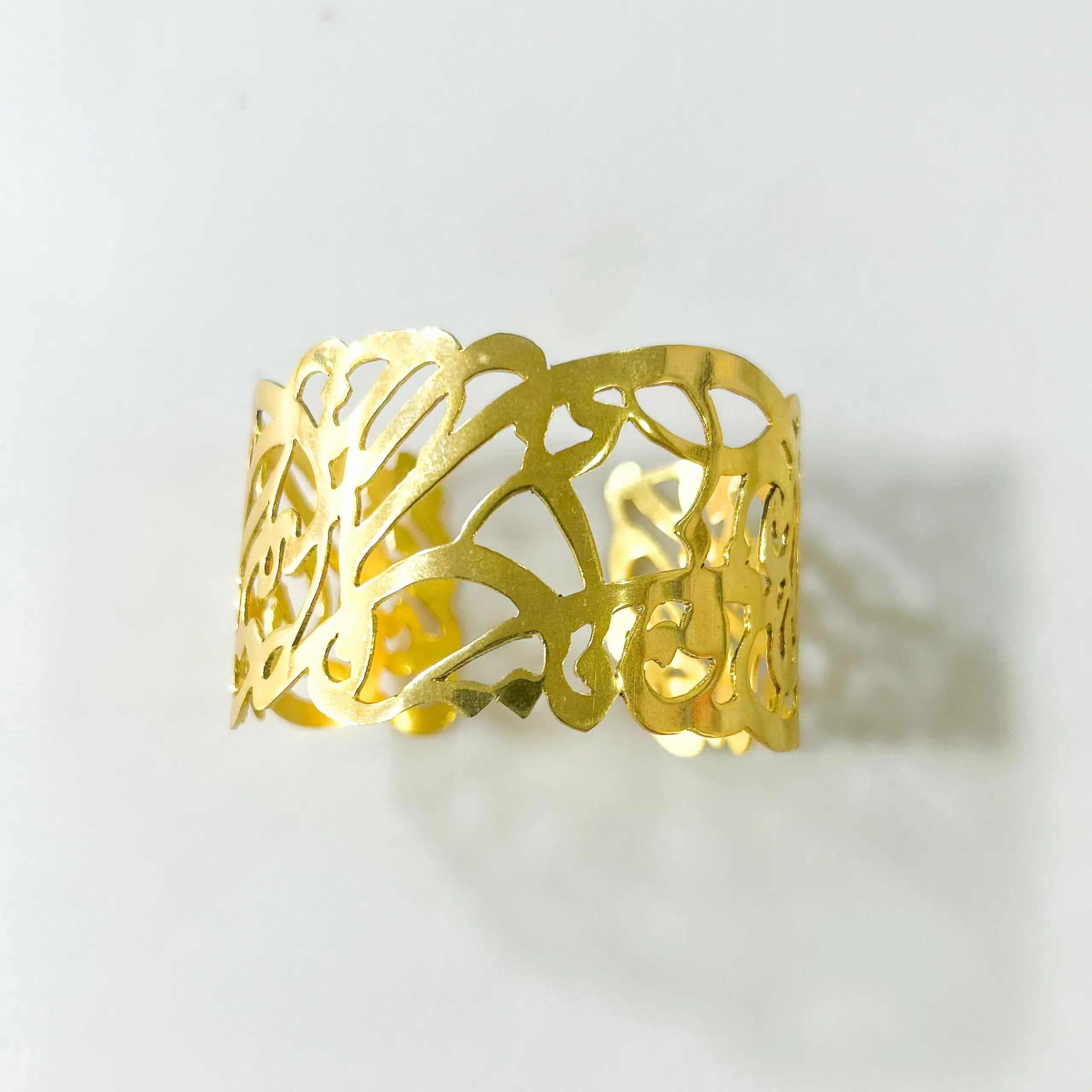 Manchette en cuivre doré thème calligraphie arabe- Coffret en bois ajouré