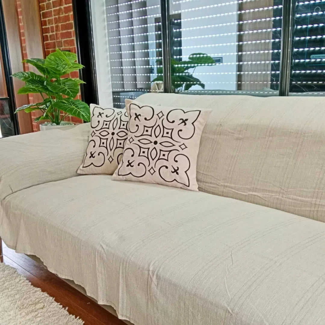 Jeté de Salon Élégant en Coton Doux - Confort Intemporel