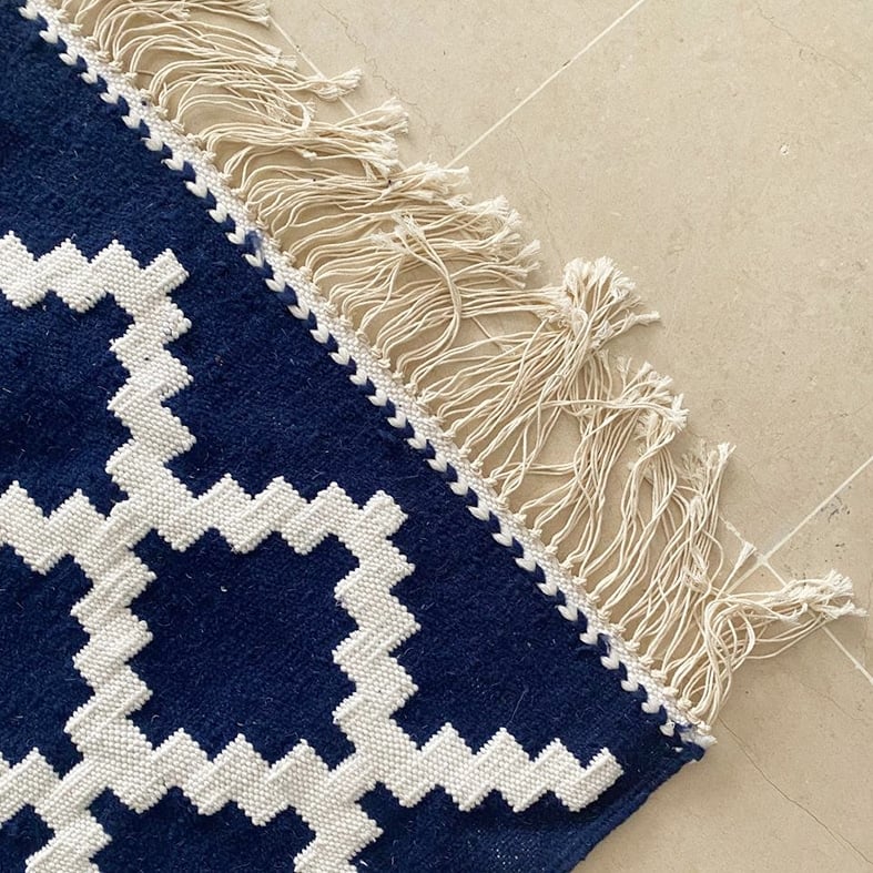 Kilim MOS bicolore en laine – Personnalisable en Coton ou Soie Végétale