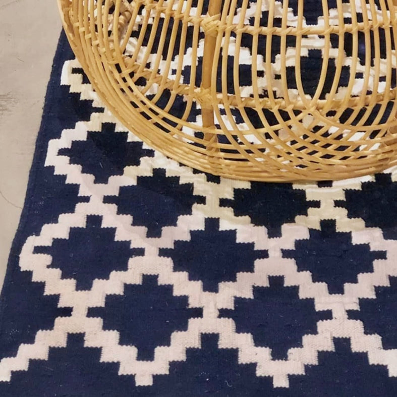 Kilim MOS bicolore en laine – Personnalisable en Coton ou Soie Végétale