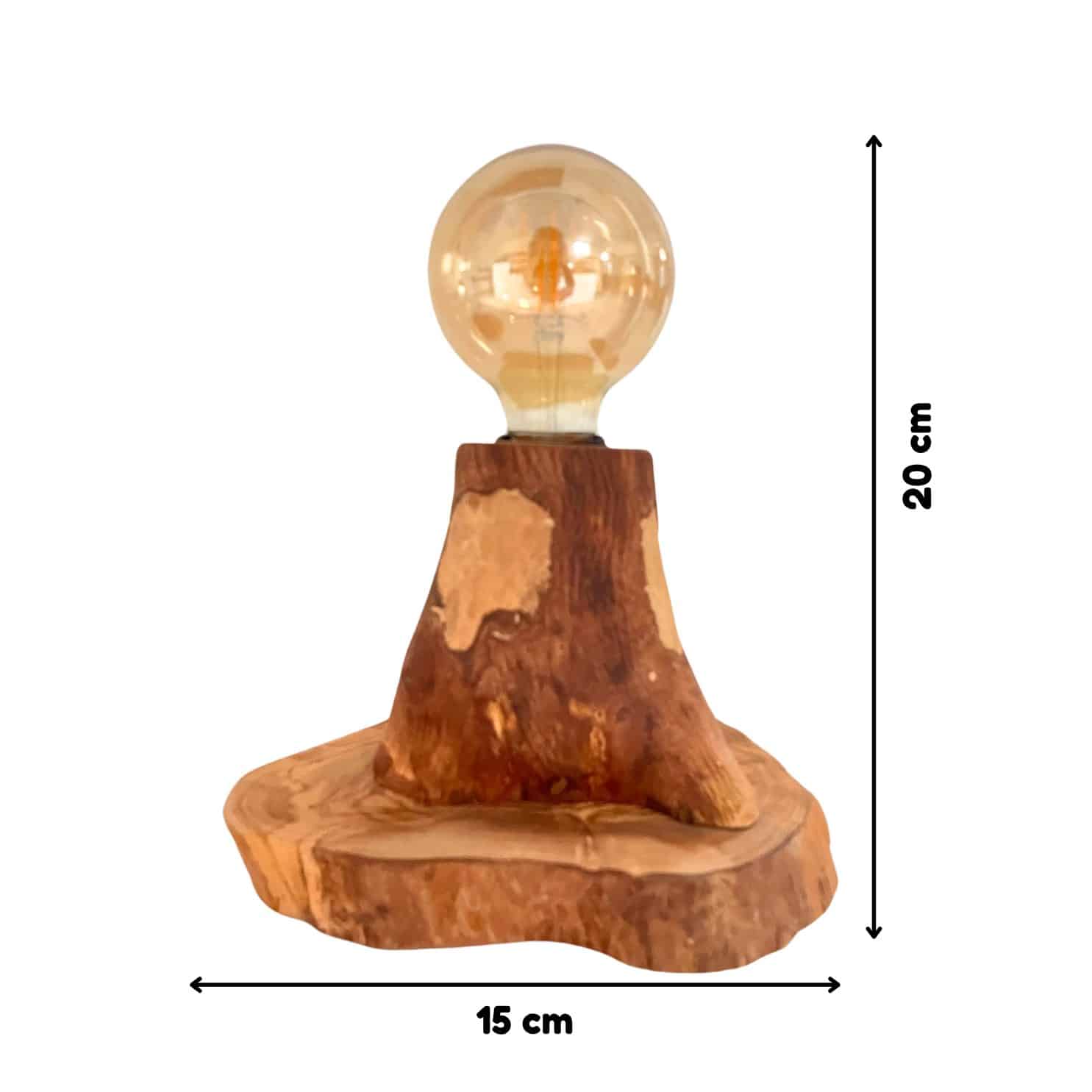 Lampe de table forme arbre en bois d'olivier naturel