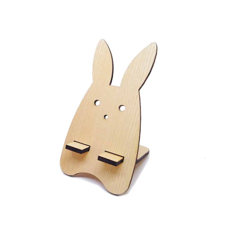 Support Smartphone Lapin en Bois