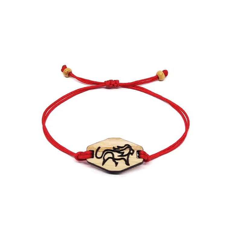 Bracelet Horoscope Lion – Pendentif en Bois Massif