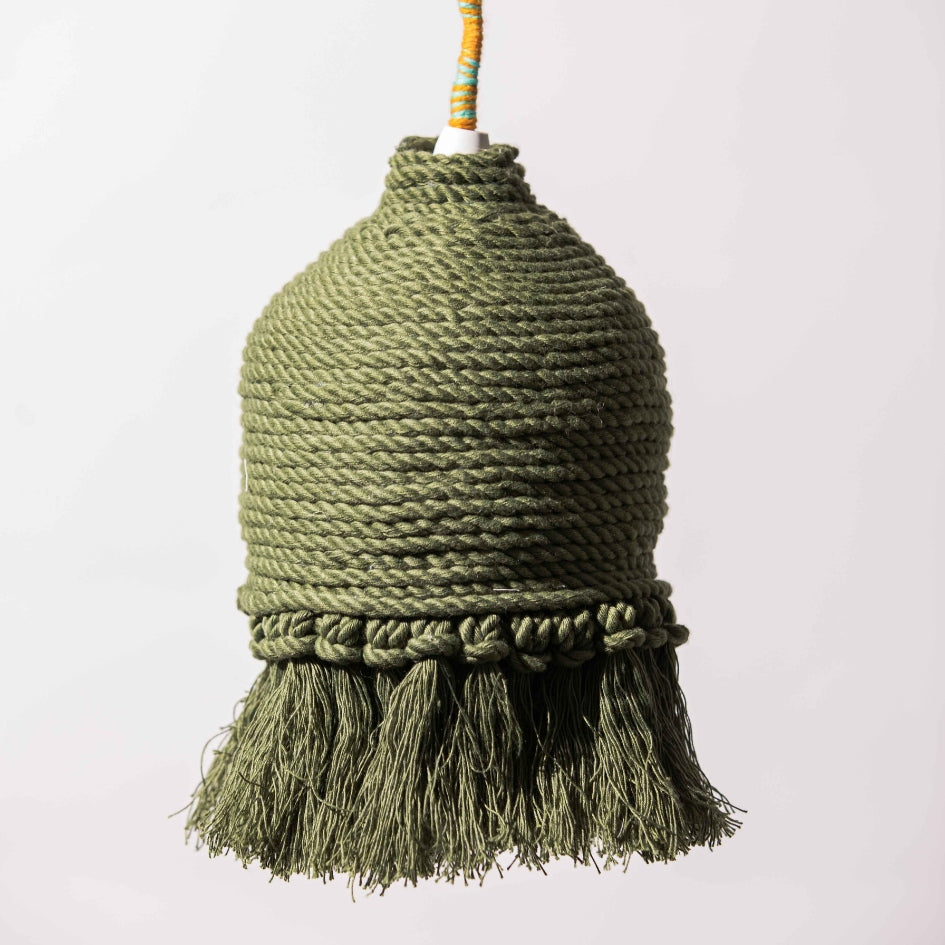 Luminaire bohème en tissu recyclé : Élégance artisanale unique