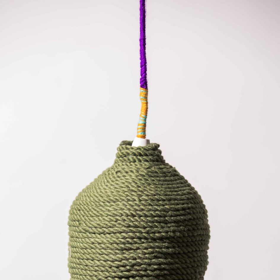 Luminaire bohème en tissu recyclé : Élégance artisanale unique