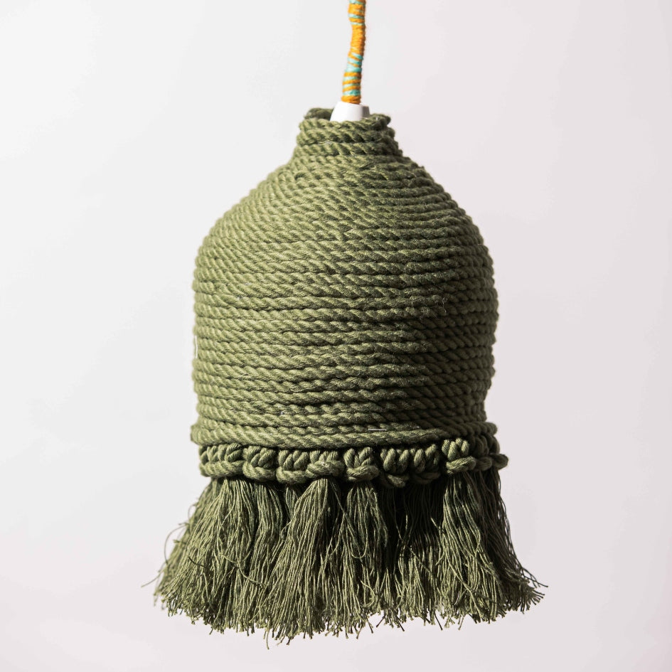 Luminaire bohème en tissu recyclé : Élégance artisanale unique