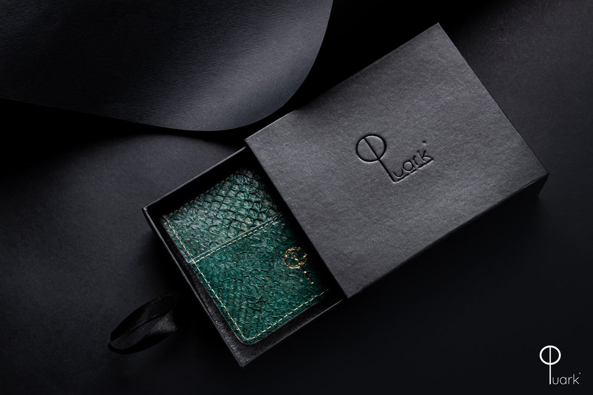 Porte-cartes en cuir de peau de saumon "Smeraldo Cardholder"