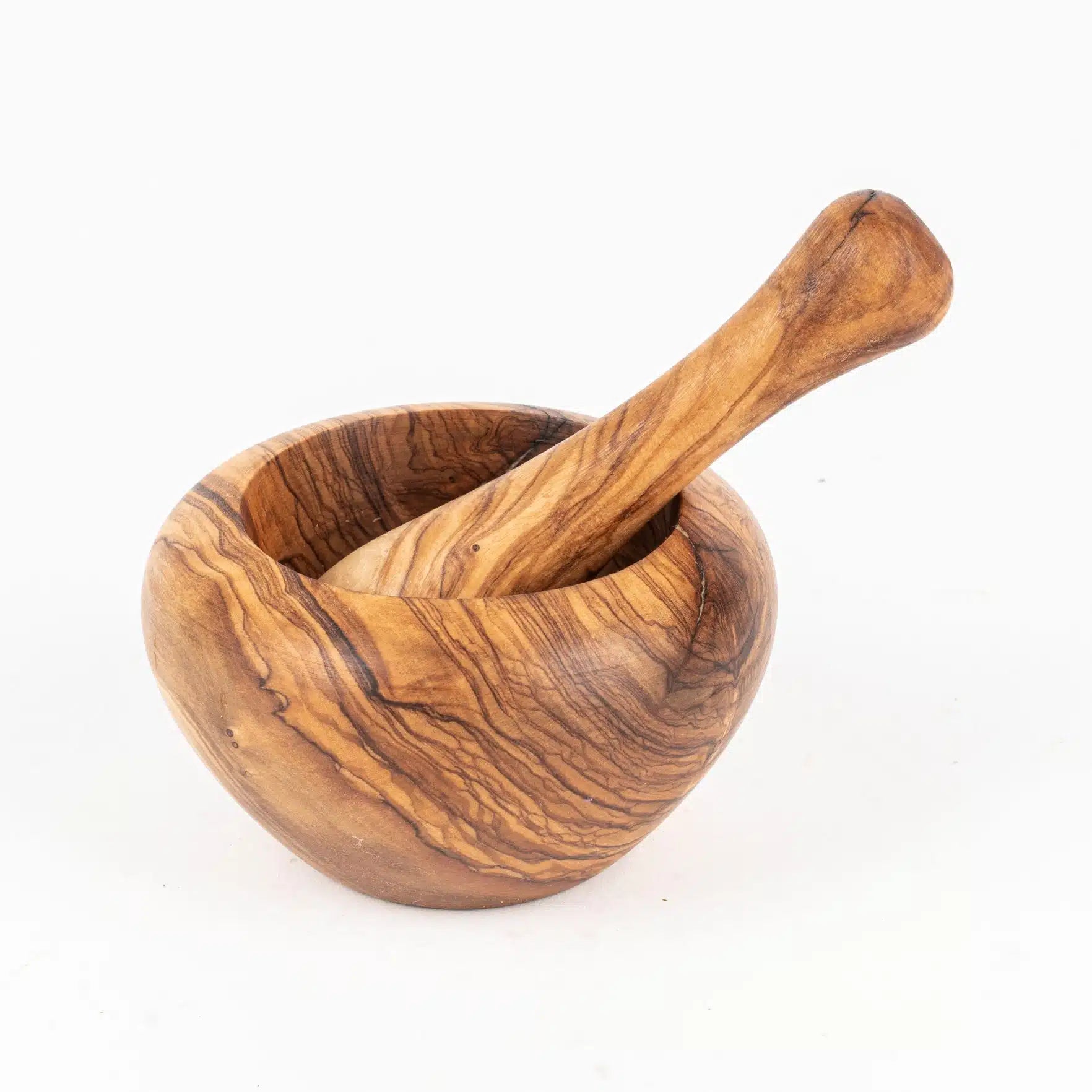 Mortier Et Pilon en bois d'olivier Fait main et Artisanale