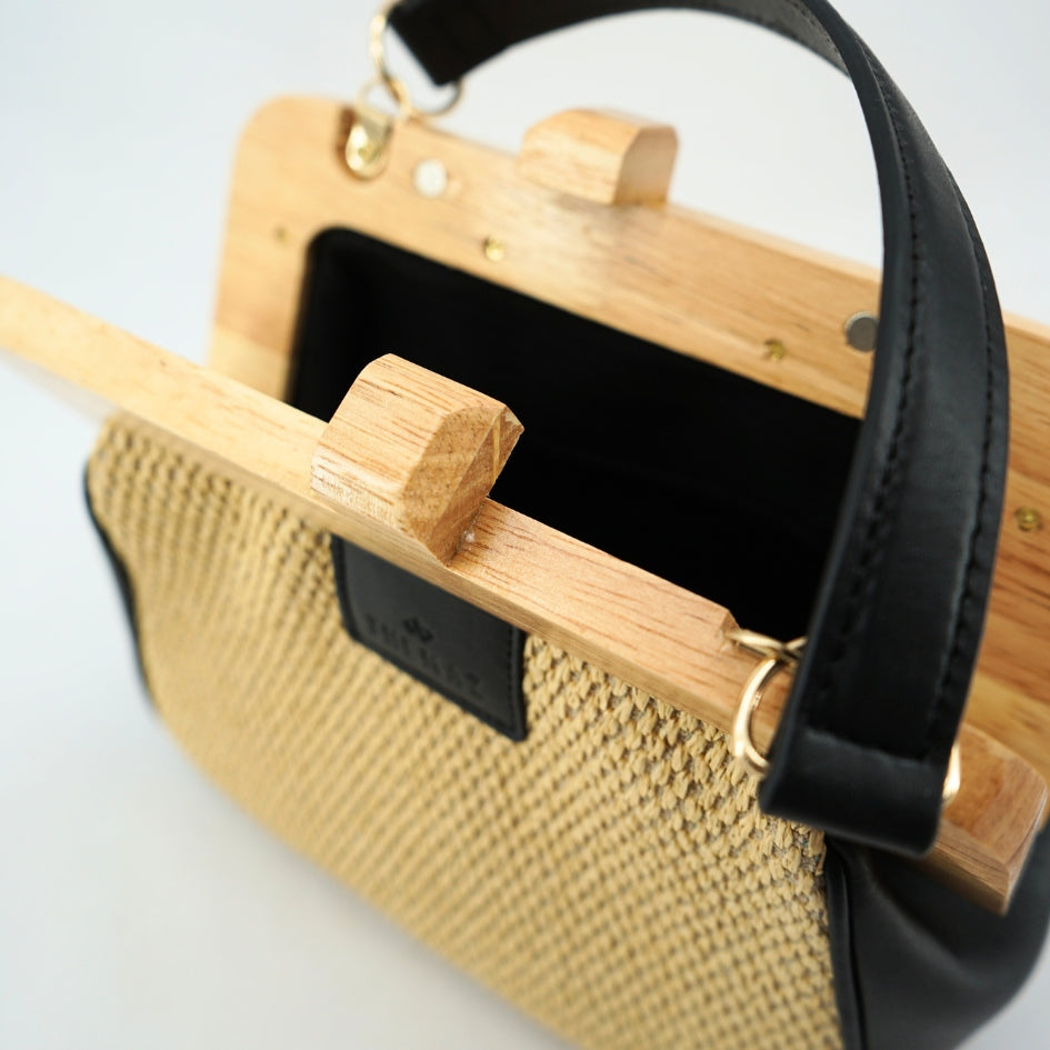 Mini sac Pochette the wooden kiss en bois et fibres
