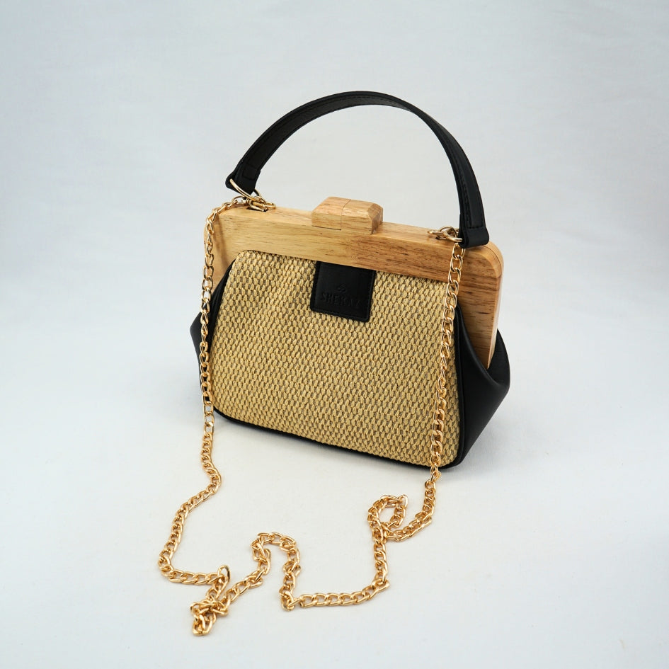 Mini sac Pochette the wooden kiss en bois et fibres