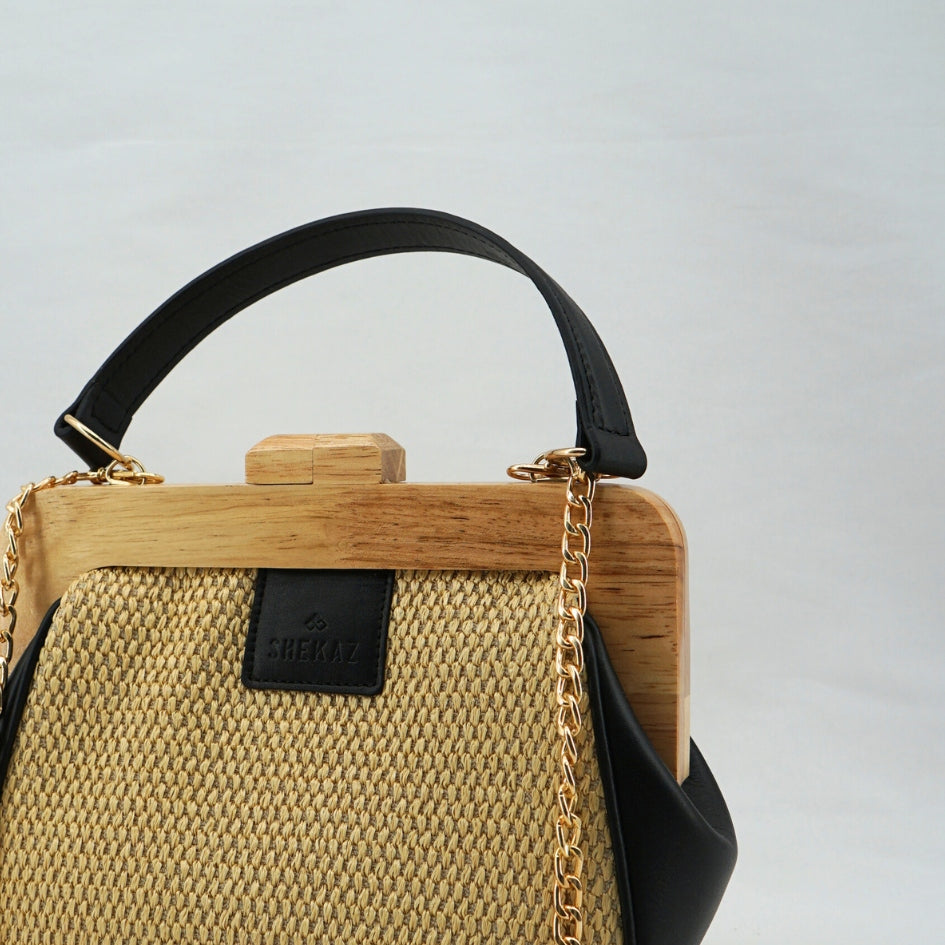 Mini sac Pochette the wooden kiss en bois et fibres
