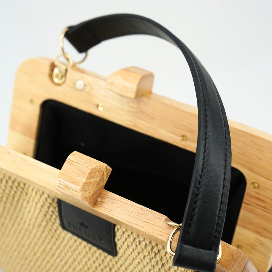 Mini sac Pochette the wooden kiss en bois et fibres