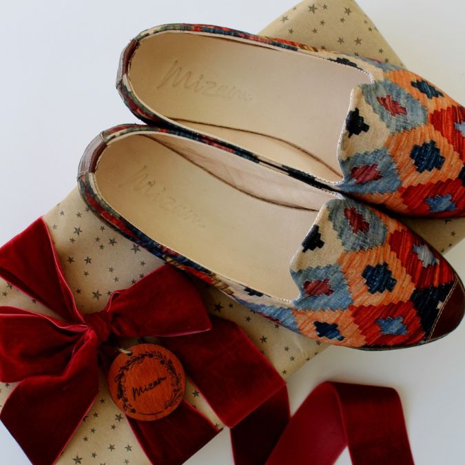 Fabric moccasin in traditional 'MARGOUM' “ZDAN” patterns