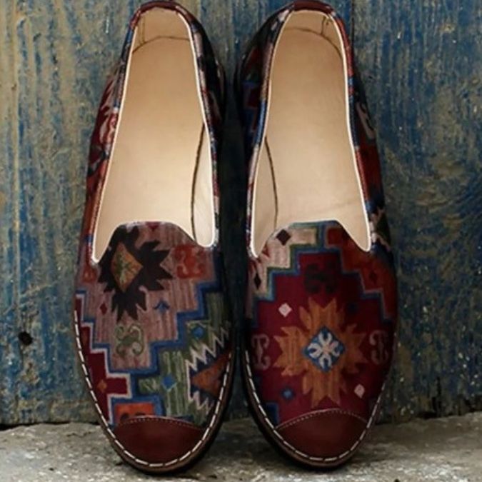 Fabric moccasin in traditional 'Margoum' “TADLA” patterns
