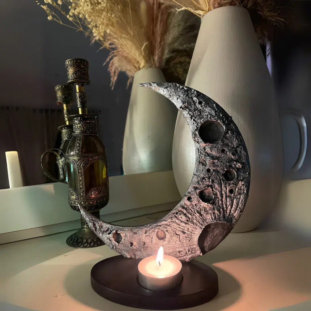 Moon Candle Holder – Crescent Ritual Edition (Single or Double Face)