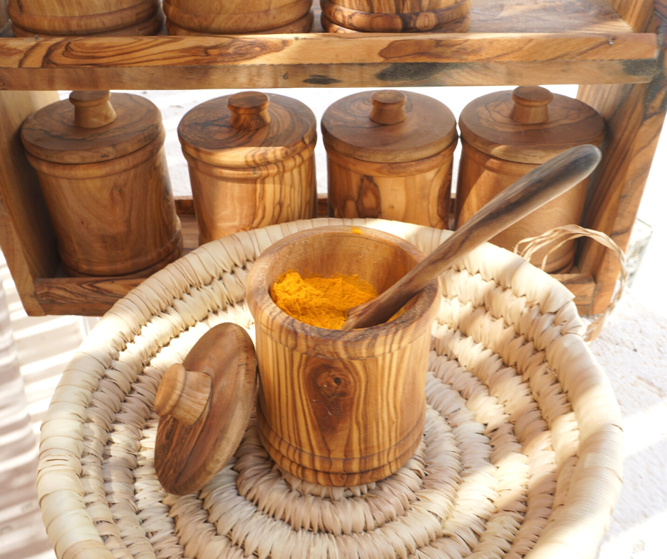 Olive Wood Spice Box Shelf