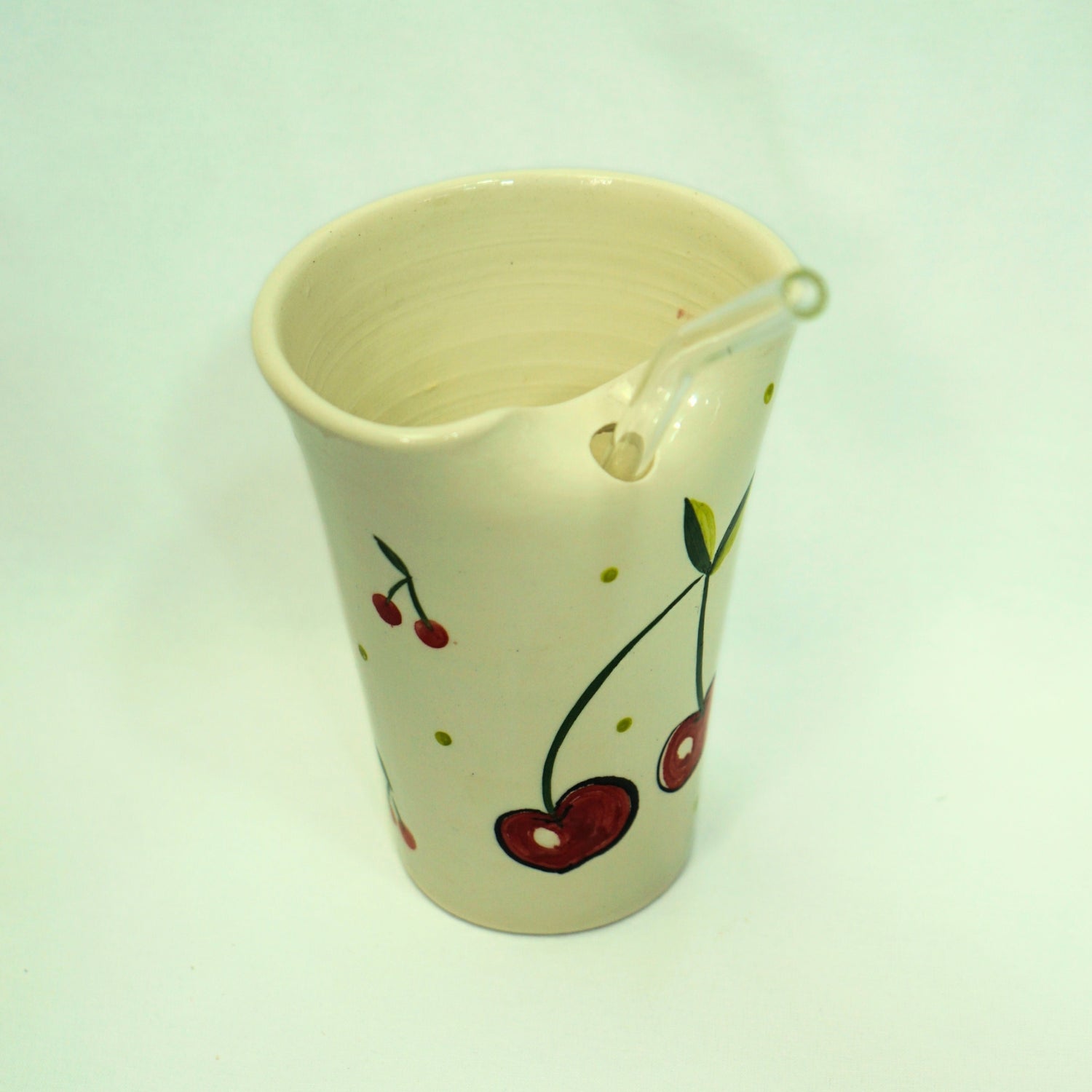 Mug en Céramique avec Paille – Design Cerises