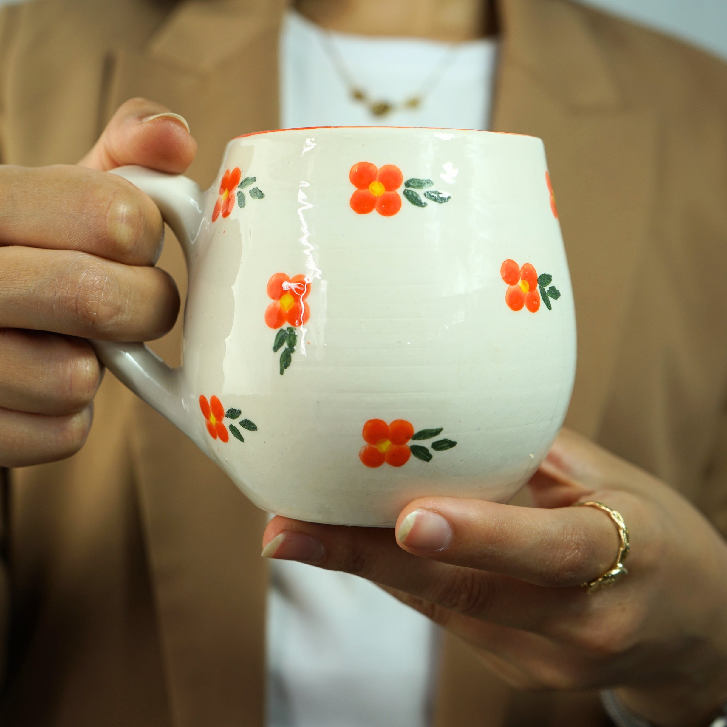 Mug en Céramique Fleurie – Fait Main