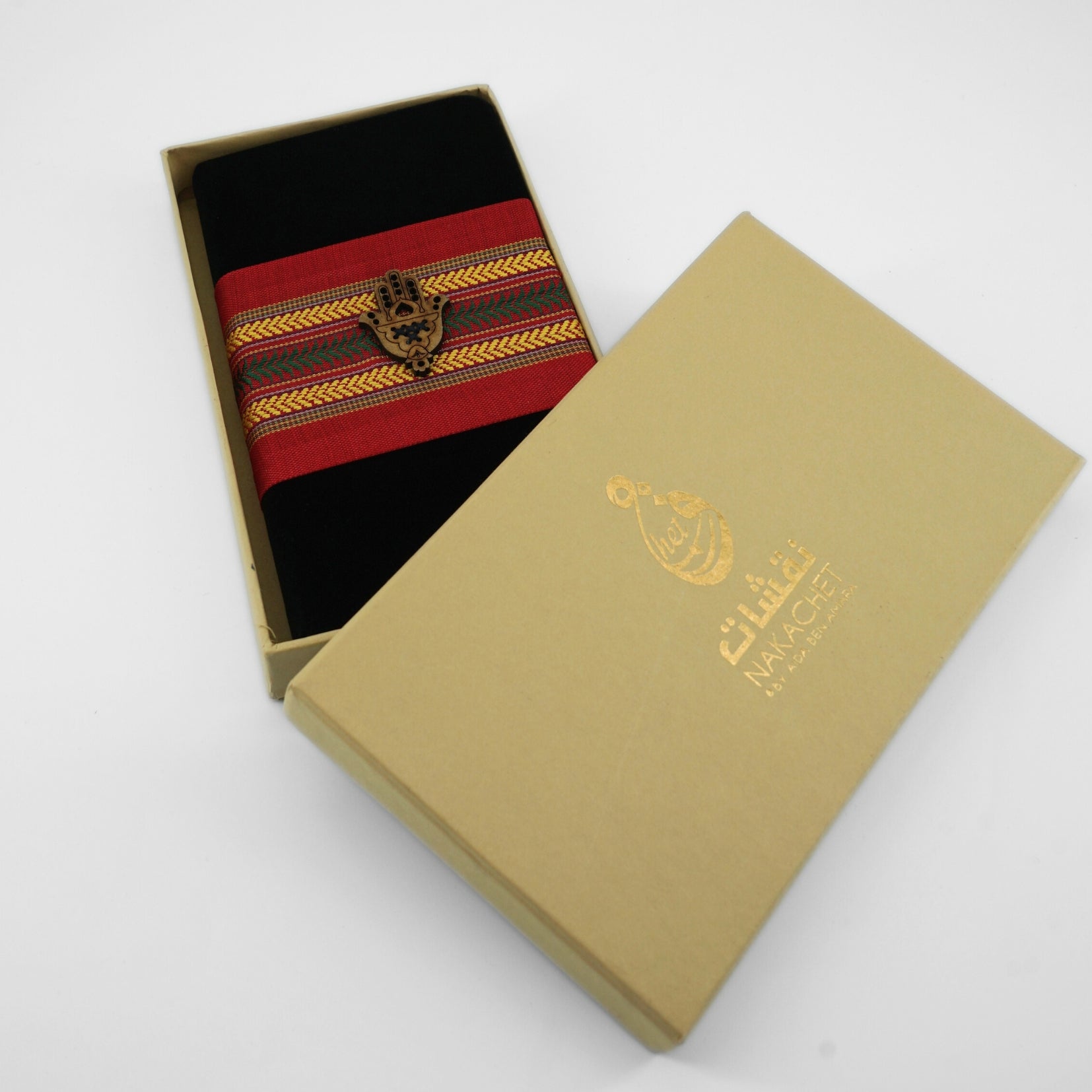 Notebook noir velour avec détails khomsa