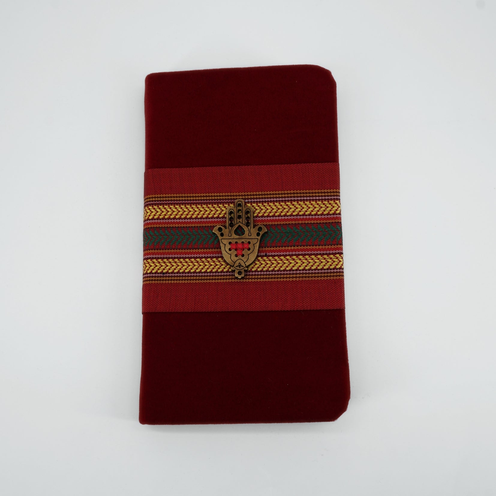 Notebook rouge velour avec détails khomsa