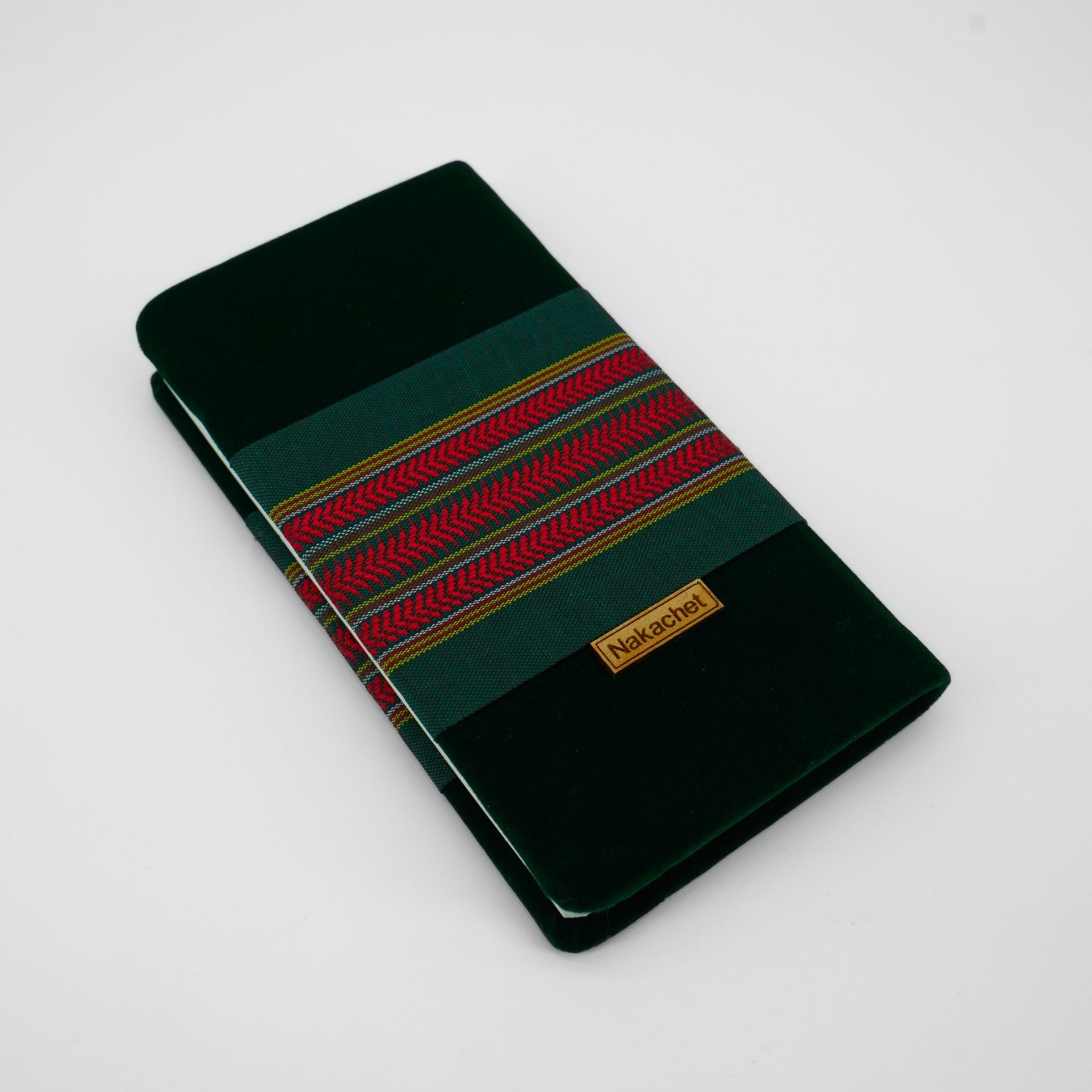 Notebook vert velour avec détails khomsa