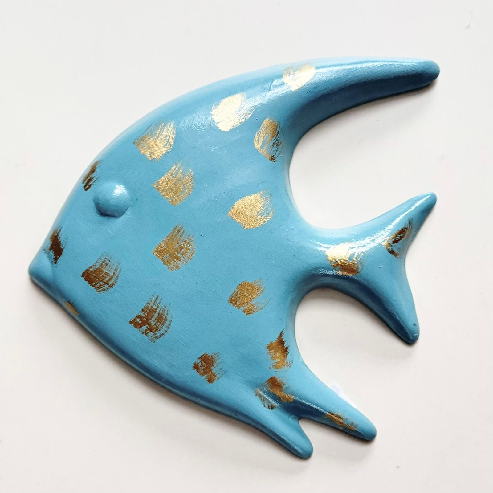 Sculpture murale poisson- Céramique peinte à la main 20 X 20 cm