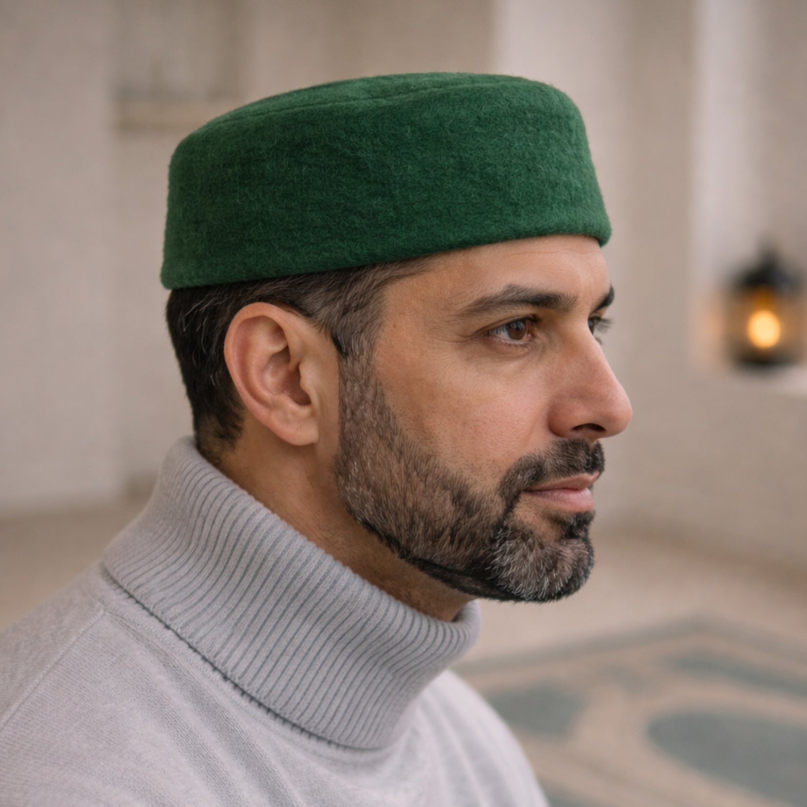 Coffret Coran vert avec marque-page à l’ambre et chechia