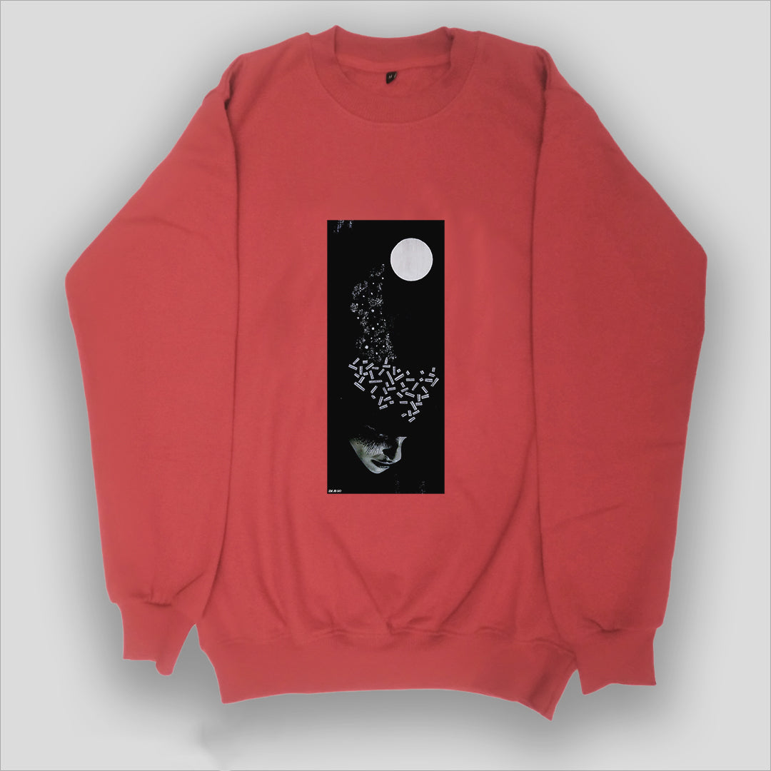 Sweatshirt rouge unisexe inspiré de l’Œuvre “Esprit” (Taille M)
