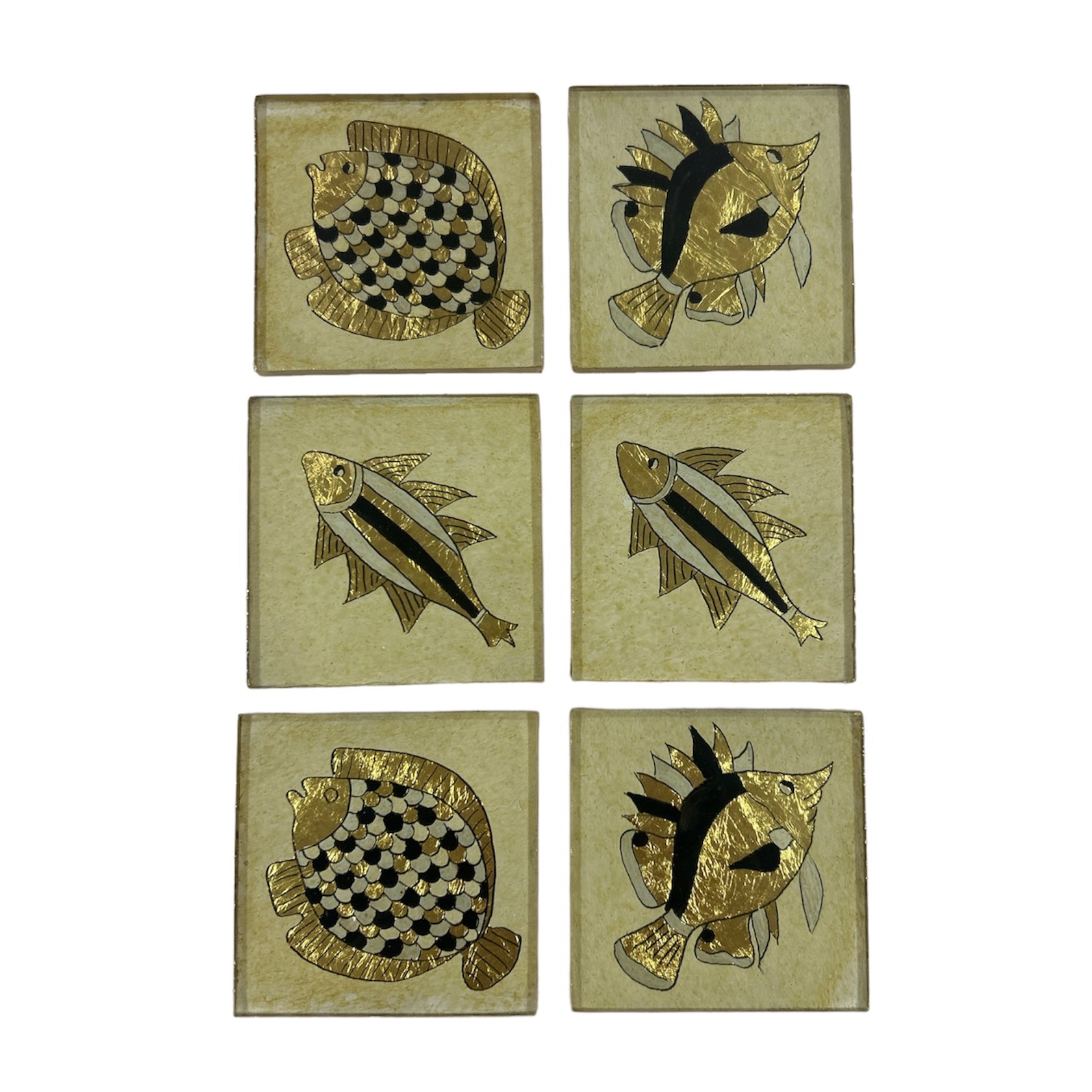 6 Dessous de verre carré POISSONS