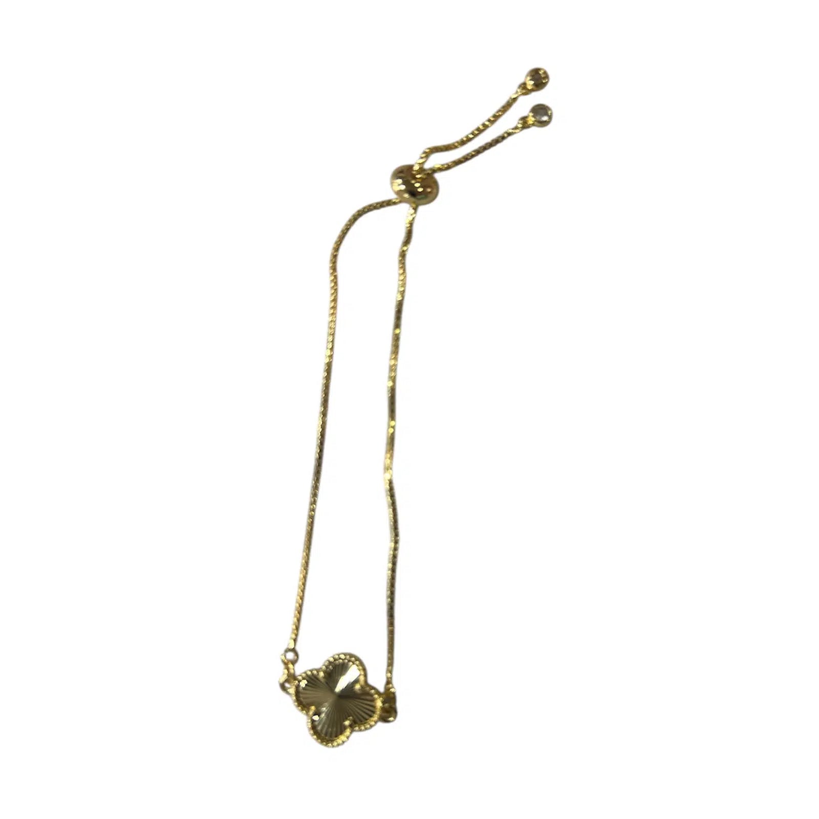 Bracelet ajustable en acier inoxydable avec trèfle porte-bonheur